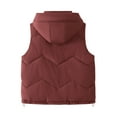 thumbnail image 4 of MELDVDIB Womens Full-Zip Quilted Puffer Vest Coat Solid Color Hooded Jacket Warm Padded Sleeveless Lounge Outwear Tops with Zipper Pocket, 4 of 5