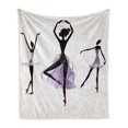thumbnail image 1 of Ballet Soft Flannel Fleece Blanket, Ballerina Silhouettes Practising Classic Dance Performing Theatrical Art, Cozy Plush for Indoor and Outdoor Use, 70" x 90", Off White Black Mauve, by Ambesonne, 1 of 6