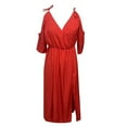 thumbnail image 3 of Women's Summer Casual Dress Comfortable Flowy Everyday Wear Pure Color Versatile Necklace Styling Lightweight Breathable Fabric Maxi Dresses for Women Split Pocket Maxi Dresses for Women Maxi Beach, 3 of 3