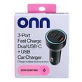 thumbnail image 5 of onn 3-Port Fast Charge Dual USB-C and USB Car Charger, 5 of 6