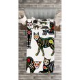 thumbnail image 3 of Ambesonne Sugar Skull Quilted Bedspread Set 2 Pcs, Ornate Black Cats, Twin Size, Multicolor, 3 of 3