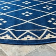 thumbnail image 3 of SAFAVIEH Courtyard Cori Bordered Indoor/Outdoor Area Rug, Navy/Light Beige, 6'7" x 6'7" Round, 3 of 6