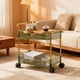 thumbnail image 1 of Carrito con ruedas de 2 niveles | Organizador de almacenamiento de plástico transparente con ruedas y asa con bloqueo | Para cocina, oficina, dormitorio y aula | 1 pieza, 1 of 6