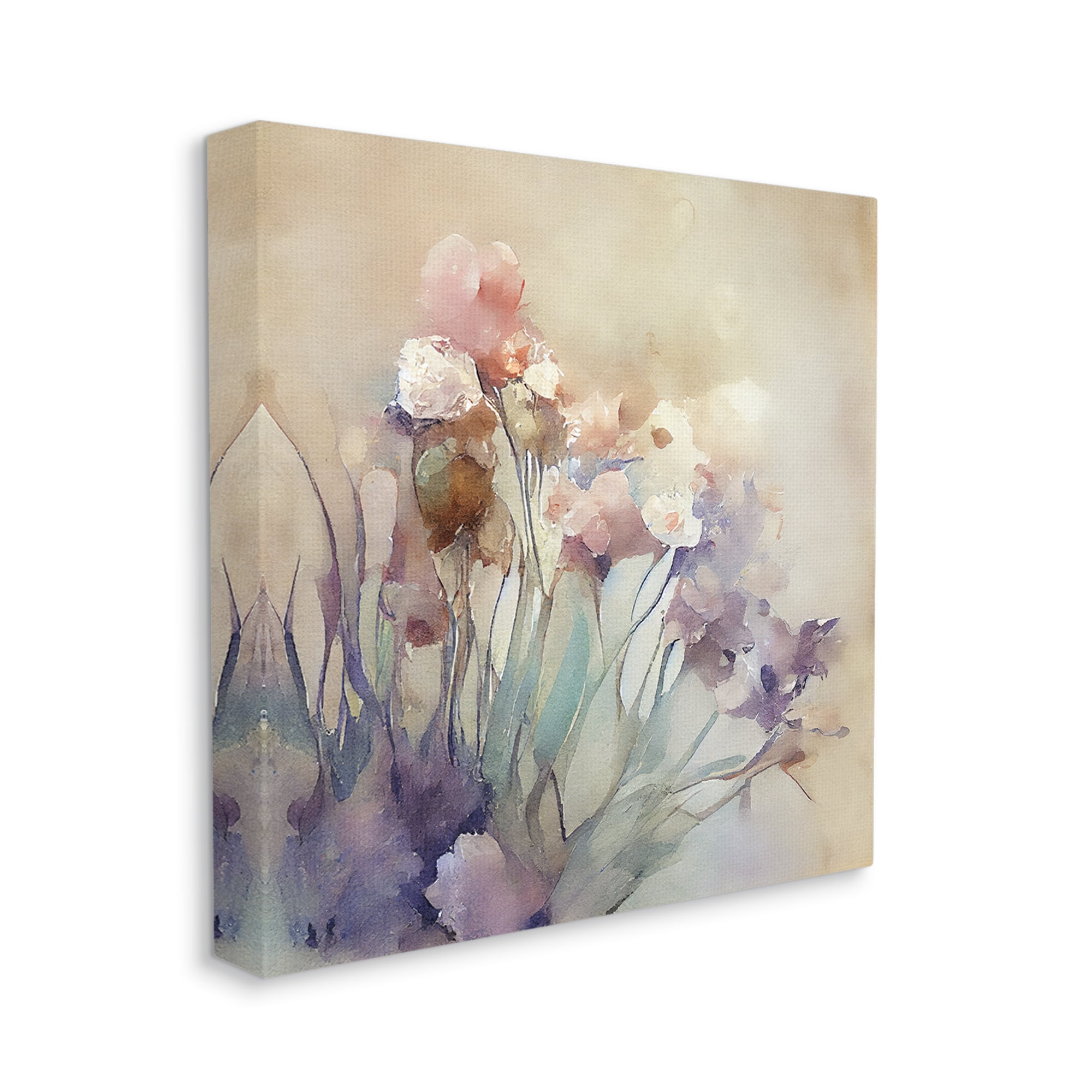 Stupell Industries Soft Abstract Flowers Botanical & Floral Painting Gallery Wrapped Canvas Art Print Wall Art, 17 x 17