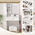 thumbnail image 6 of Jopath Vanity Desk with Mirror & Adjustable LED Lights,Makeup Vanity Table with Power Outlet & Hairdryer Holder,Compact Dressing Desk for Small Bedrooms,White, 6 of 9