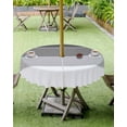 thumbnail image 4 of nqOlkjepod Black Grey Striped Outdoor Tablecloth with Umbrella Hole & Zipper, Farmhouse Modern Round Table Cover 54 Inch, Dining Waterproof Table Cloth Protector for Patio/Party/Picnic, 4 of 7