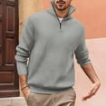 thumbnail image 2 of JUUYY Men's Solid Color 1/4 Zipper Pullover Sweaters Fall Winter Classic Ribbed Knitted Soft Turtleneck Sweaters Casual Thermal Knitwear Gray XXXL, 2 of 5