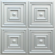 Dundee Deco's Modern Silver Patchwork Glue Up Ceiling Panels, 2 ft. X 2 ft. (4 sq ft.) each, Pack of 50