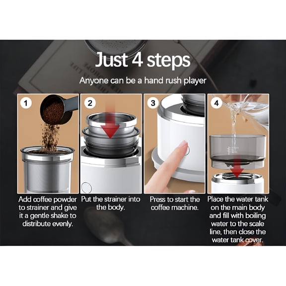 ZEPARO Coffee Machine Battery Powered Household Coffee Appliance Coffee Brewer for Home