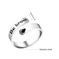 thumbnail image 3 of Uloveido Stainless Steel Engraved Be Brave Encouragement Ring for Women Open Adjustable Size Inspirational Love Heart Ring Y1275, 3 of 7