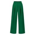 thumbnail image 1 of YFELWZ Women's Plus Size Spring Fall Work Commuting Business Temperament Relaxed Casual Dress Suit Pants Green S, 1 of 6