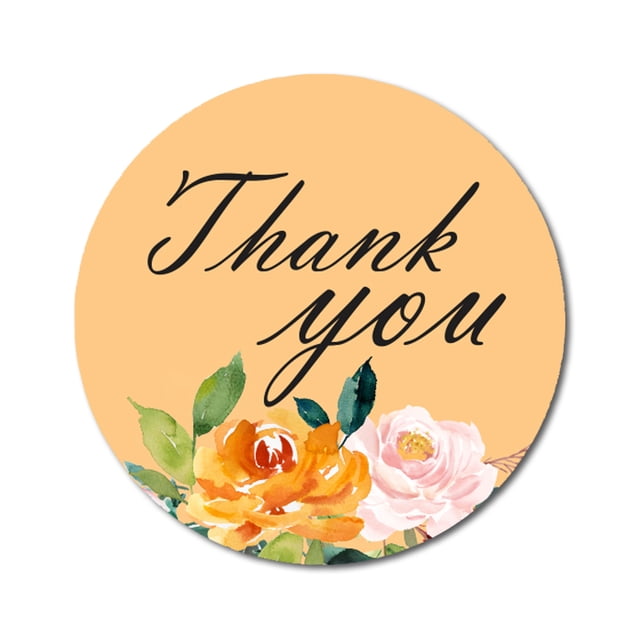 Darling Souvenir Classsic Thank You Stickers 45 Pcs Round Floral Border Envelope Seals-1.6 Inches