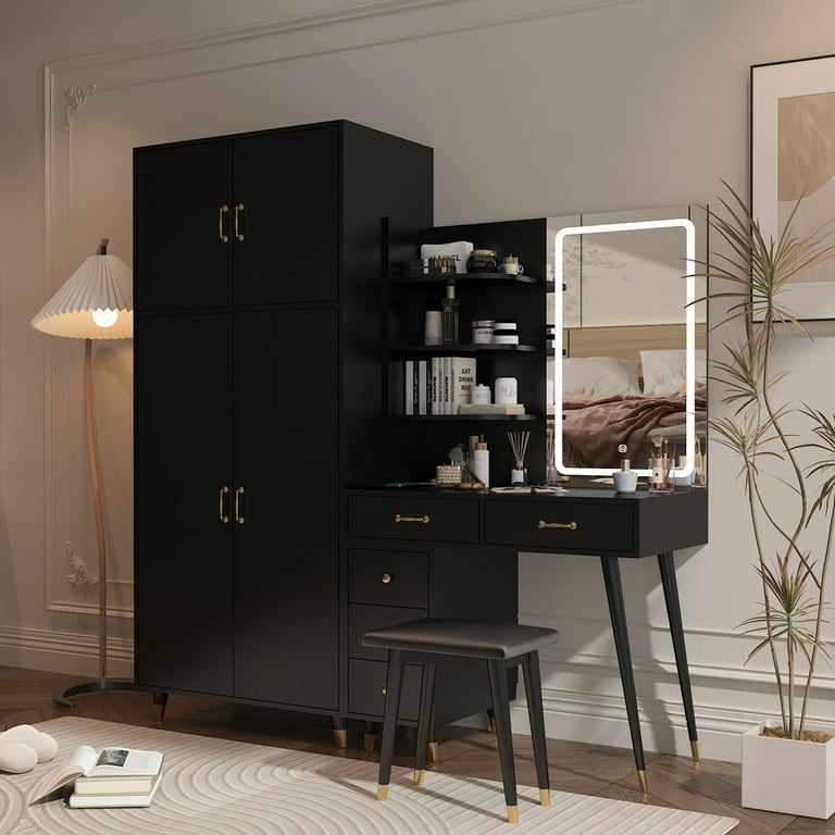 black colour dressing table Soho Black Oak Veneer 2 Drawer Dressing Table