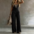 thumbnail image 4 of Women's Casual Loose Overalls Jumpsuits Spring Summer Sleeveless Buttons Fits Double Pocket Wide Leg Jumpsuits Trendy Outfits Clothes, 4 of 5