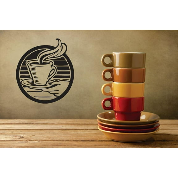 Do It Yourself Wall Decal Sticker Coffee Cup Heart Design Kitchen Stylish Mural 20x20"