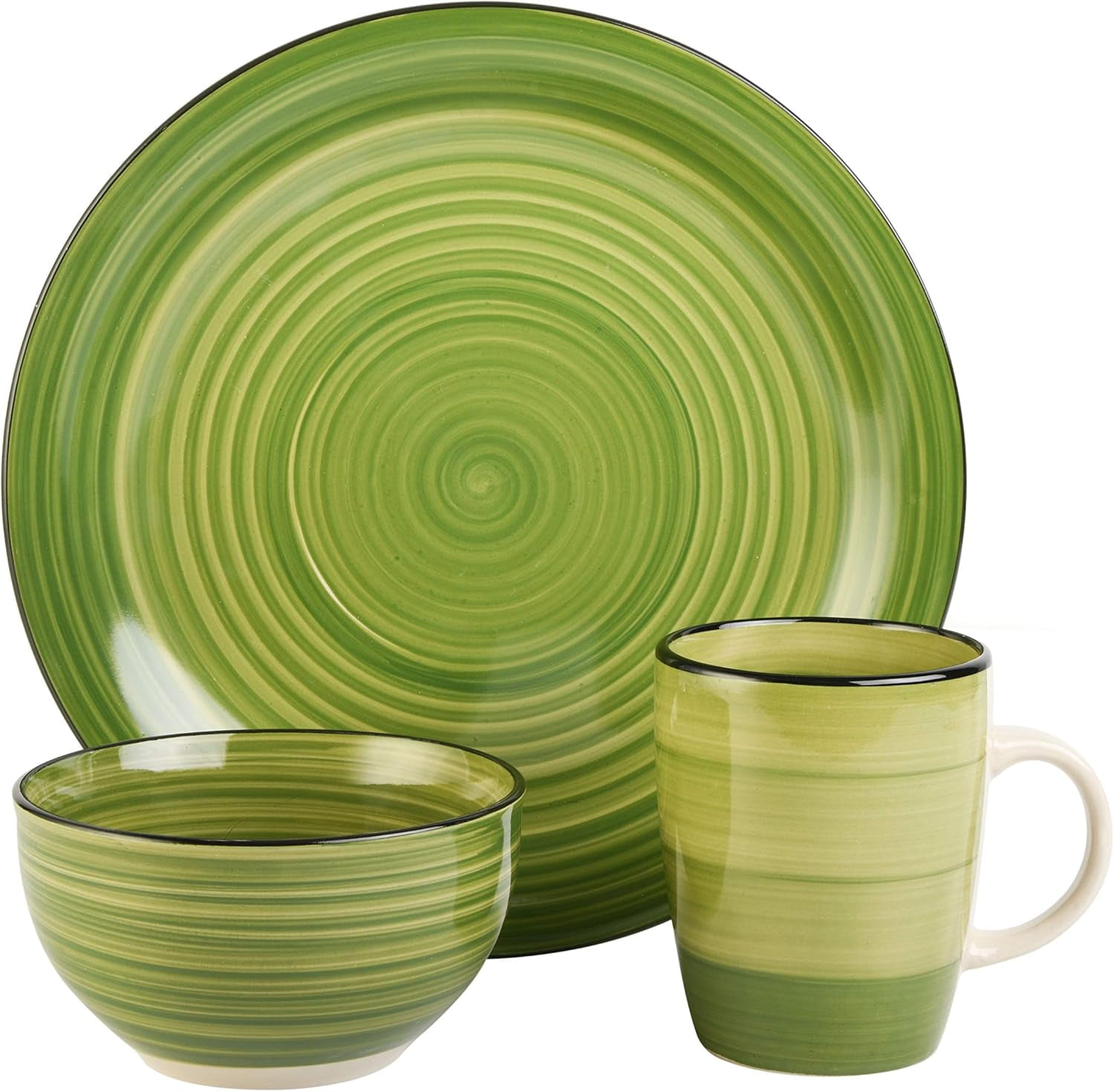 Gibson Home Color Vibes 12-Piece Hand-Painted Stoneware Dinnerware Set – Vibrant and Unique Tableware for Everyday Dining or Entertaining Guests