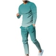 thumbnail image 2 of Wavsuf Sweatsuits 2pcs Sets Mens Jogger Set Long Tight Shirt Sweatshirt and Sweatpants Mint Green Size 5XL, 2 of 7