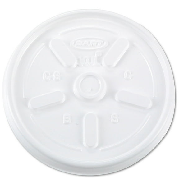 Dart Vented Plastic Hot Cup Lids, 10 oz Cups, White, 1,000/Carton