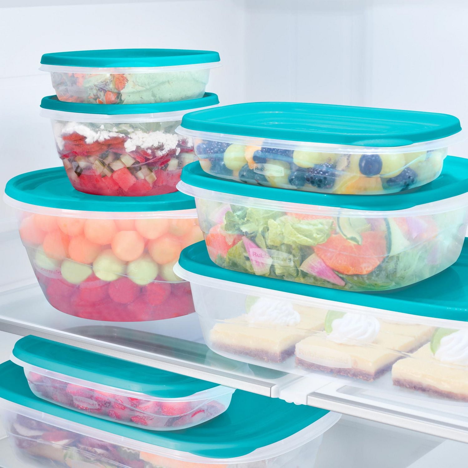 Rubbermaid TakeAlongs 2.9 Cup Food Storage Containers, Meal Prep Containers, Food Containers with Lids, Limited Edition Turquoise Blue, 4-Pack