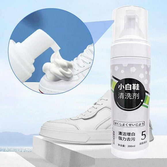200ML White Cleaner No-Wash Shoe Cleaning Foam Removes Dirt & Stains Works on Synthetic Leather & Canvas Shoes Gentle Safe for Hands & Shoes