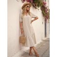 thumbnail image 5 of Womens Khaki Casual Boho V-Neck Midi Dress, 5 of 5