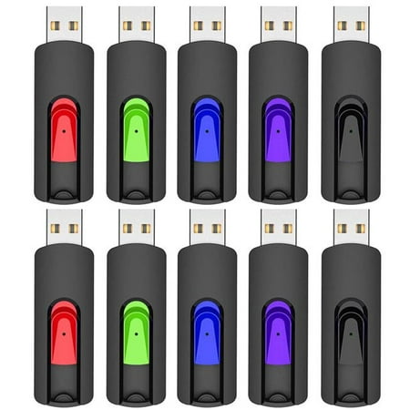 Image of KOOTION 10 Pack 2GB USB Flash Drive Retractable Thumb Drives Multicolor Memory Sticks for Data Storage