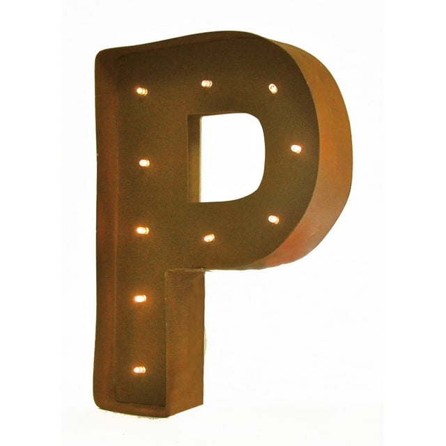 Rustic Vintage 11" Decorative LED Light Glow Letters - Letter P