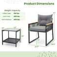 thumbnail image 3 of Costway 3 PCS Outdoor Conversation Set with 2-Layer Side Table Acacia Wood Armrests, 3 of 9