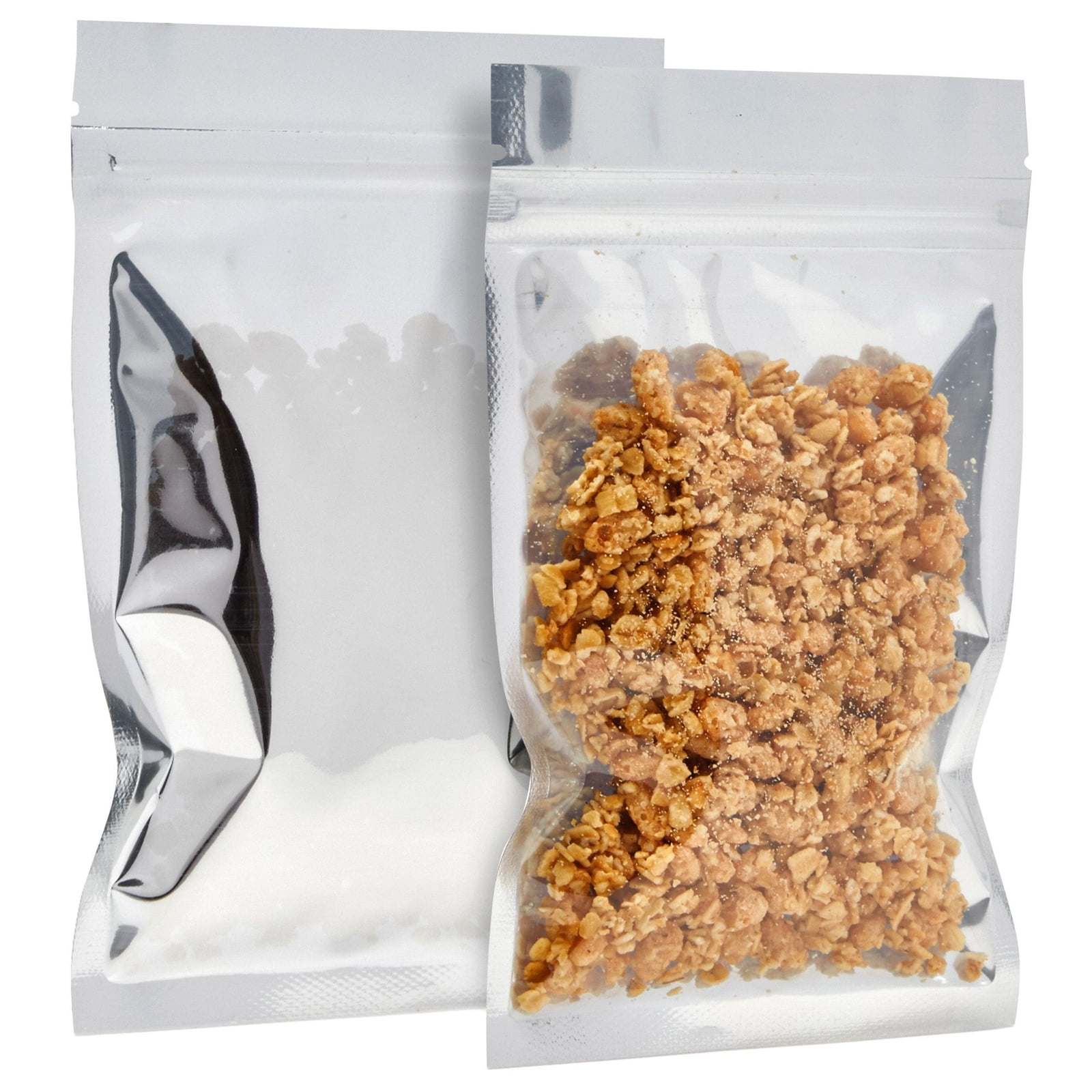 200 Pack Resealable Aluminum Foil Bags for Food Storage, Smell Proof Packaging with Window, Silver Holographic, 4 x 6 inches