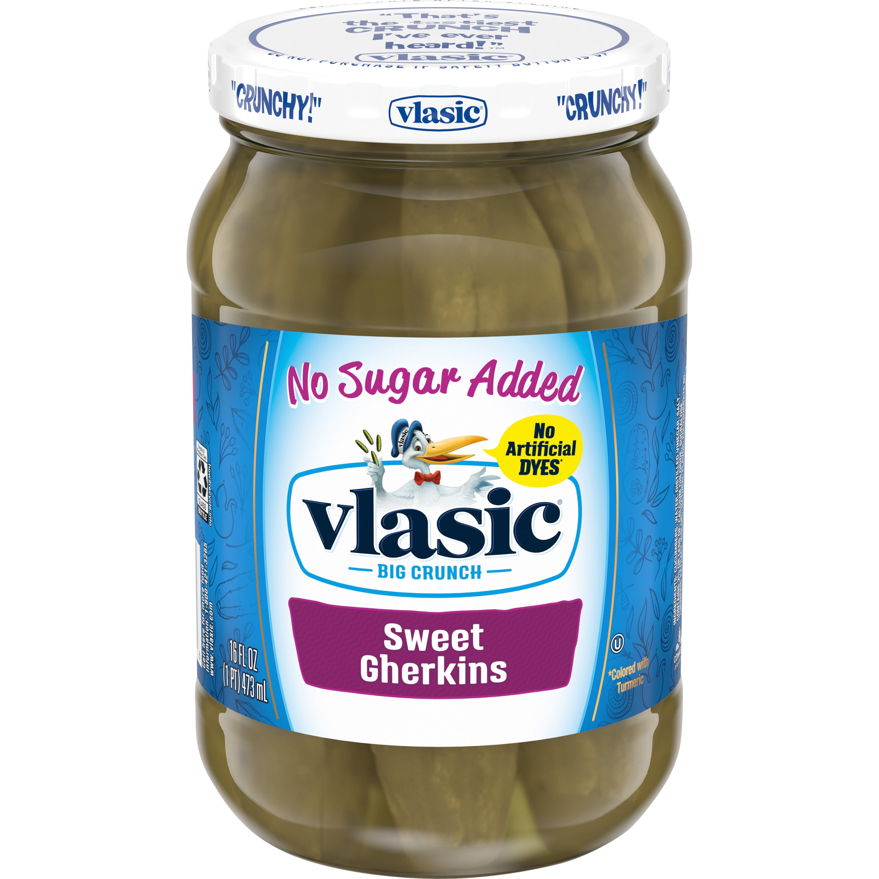 Vlasic Sweet Gherkins Pickles, No Sugar Added, 16 Oz Jar
