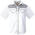 thumbnail image 2 of Conairie Western Shirts For Men Embroidered Cowboy Button Collar Short Sleeve Shirt Retro Business Work Office Tops With Floral Design White L, 2 of 4