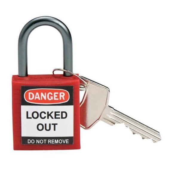 Brady Lockout Padlock,KD,Red,1-2/5"H,PK6 118926