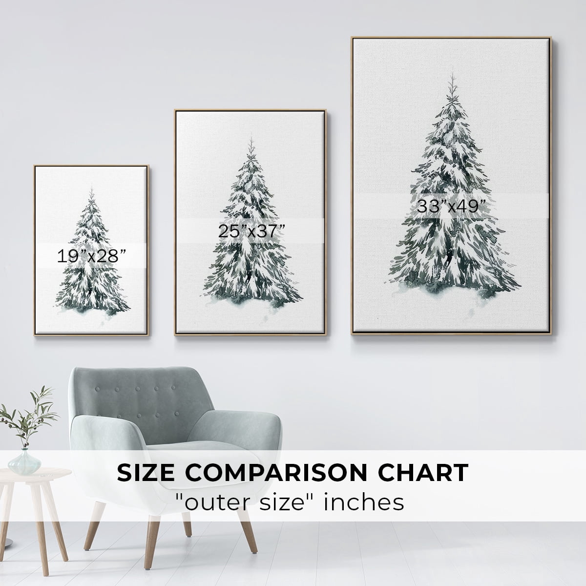 Blue Spruce II - Framed Gallery Wrapped Holiday Canvas - 17 x 25 - Natural Wood Frame