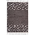 thumbnail image 1 of LR Resources OUTLA81527DGW5370 Geometric Fringe Rectangle Shag Rug  Dark Gray & Cream - 5 ft. 3 in. x 7 ft., 1 of 1