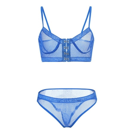 

LBECLEY Womens Lingerie Plus Size for Women 3X Sleepwear Ring Pajamas Love Underwear Lingerie Lace Steel Womens Valentines Tops Push Up Bras for Women Blue M
