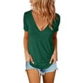 thumbnail image 2 of ONLYSHE Womens Summer V Neck T Shirts Short Sleeve Loose Fit Basic Tunic Tops Blouse, 2 of 5