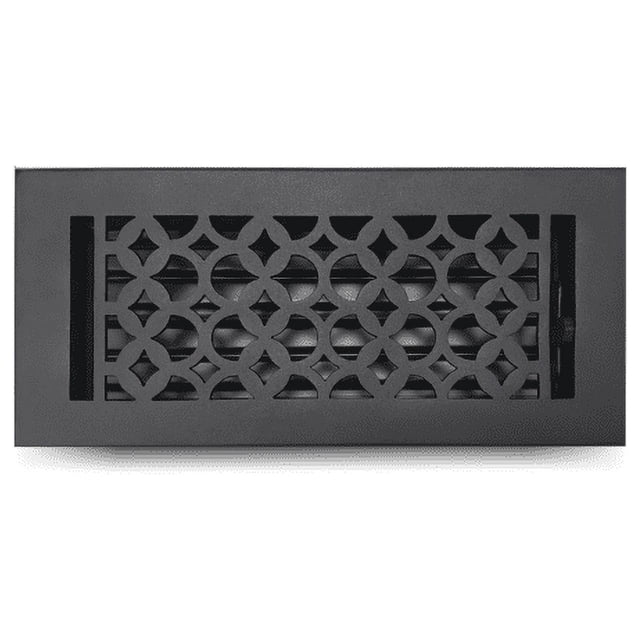 Prima Decorative Hardware Floor Vent Cover 4 x 10 VR 100 with Damper, Tudor Mushroom Design Cast Aluminum Floor Register, Powder Coated, Outer Size 6 x 12 inch