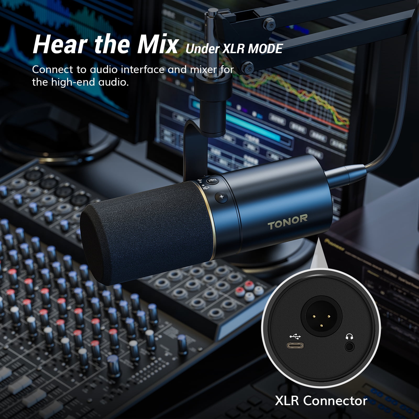TONOR Dynamic Microphone, USB/XLR PC Microfono with Boom Arm Stand for Podcast, Recording, Live Streaming & Gaming, XLR Cardioid Studio Mic for Music & Voice-Over with 3.5mm Headphones Jack, TD510+