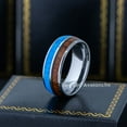 thumbnail image 2 of 8mm Men's Dome Tungsten Wedding Band, Koa Wood & Opal Inlay Anniversary Ring - TN885WAs8, 2 of 4