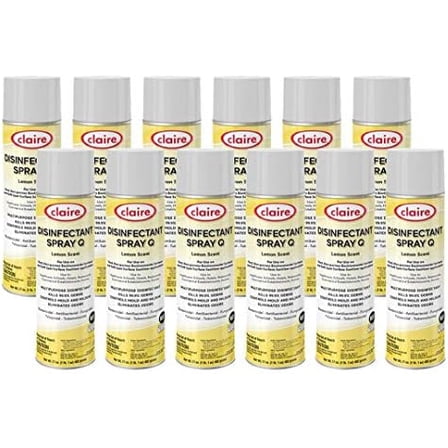 Claire Cl1002-pk Disinfectant Spray Q- Scent, Lemon, 12 Count