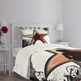 thumbnail image 5 of Ambesonne Rock Music Quilted Bedspread Set 2 Pcs, Guitar Player Star, Twin Size, Black Red Peach, 5 of 6