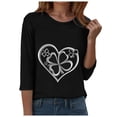 thumbnail image 6 of felwors Womens Tops 3/4 Sleeve T Shirts Plus Size Crewneck Flowers Graphic Basic Tees for Women Fall Fashion Clothes 2025 (Black, L), 6 of 8