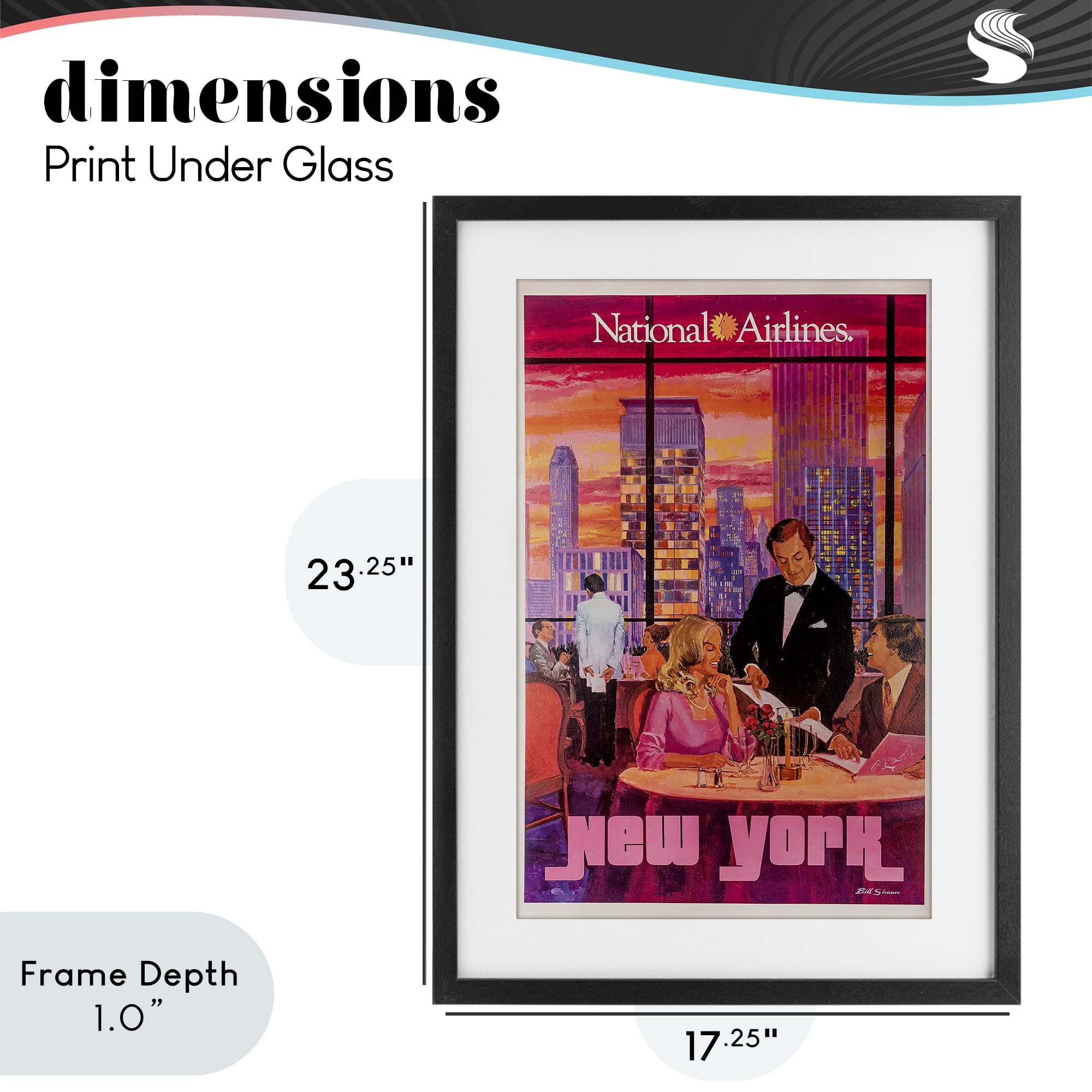Stupell Industries Vintage New York Dining Black Framed Print Under Glass, design by Vintage Posters