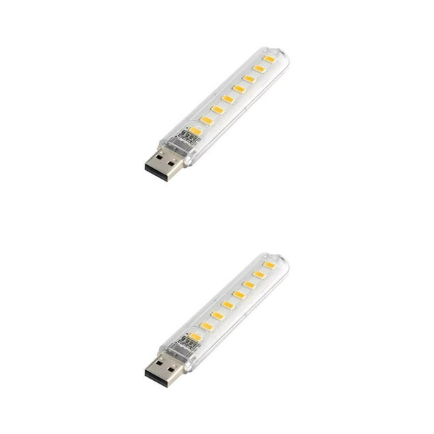 Sidaley Luces nocturnas 8 LED 200LM 3000K/7000K Interior Hogar Computadoras portátiles de banco de energía Lámpara de noche Herramienta de Cálido 2piezas