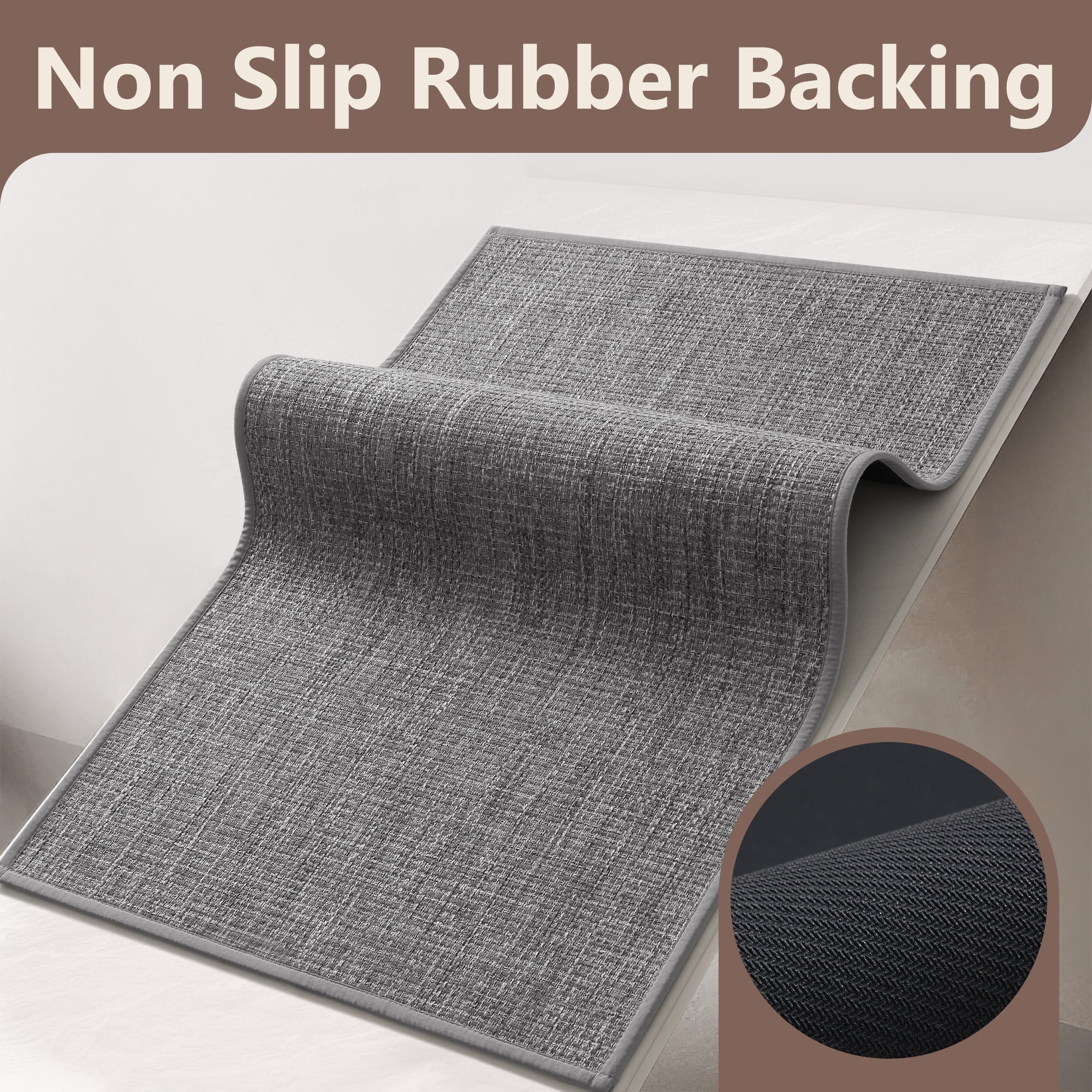 FEELHOME Door Mats for Inside 32"x47" Non Slip Rubber Welcome Mat for Inside Low-Profile Dirt Trapper Indoor Door Mats for Entryway Absorbent Washable Entry Rug Floor Mats Gray
