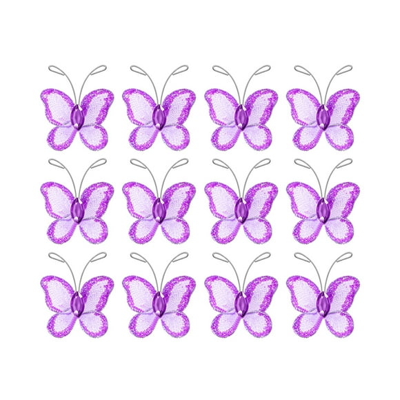 Miangastore 100Pack Purple Wire Glitter Craft Butterfly Decorations Home Wedding Party Use