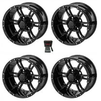LSI Raptor 12" Golf Cart Wheels/Rims Gloss Black Yamaha
