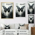 thumbnail image 4 of Designart "Butterfly Black And White Transformation" Animals Butterfly Floater Framed Wall Art Living Room, 4 of 5