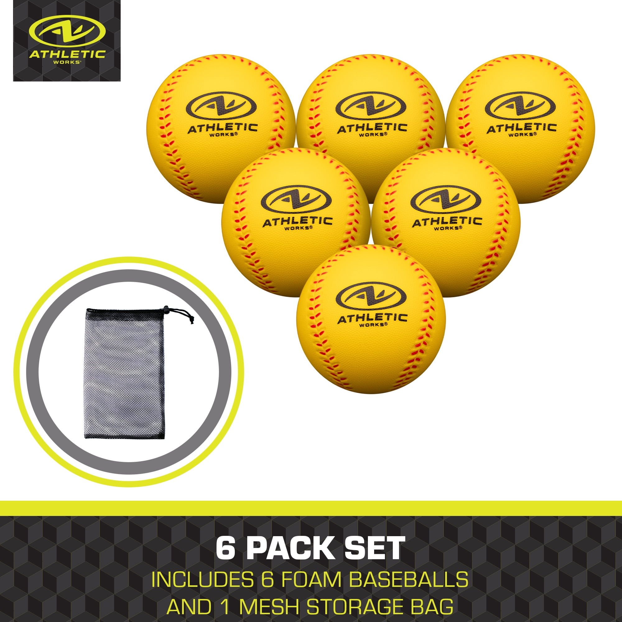 4 pack) Athletic Works Foam Baseball - Safe and Soft Practice for