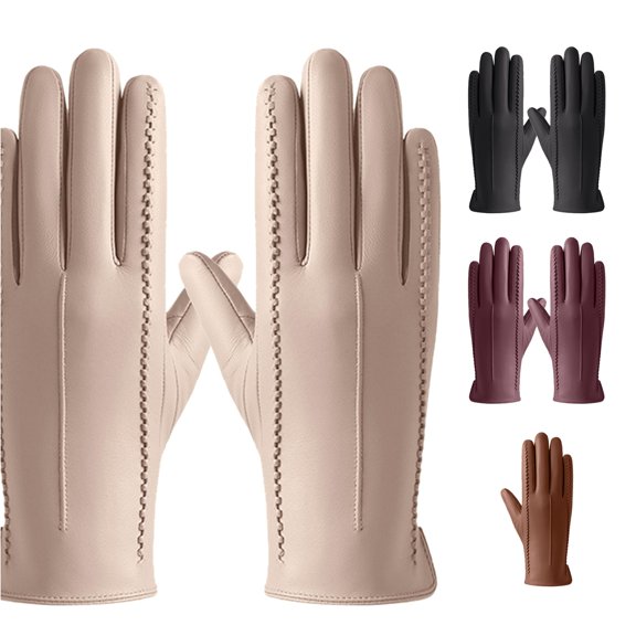 PMVFHDE Gloves & Mittens Ladies Windproof Thick Winter Versatile Solid Cold Autumn Warm Knit Accessory Khaki - M